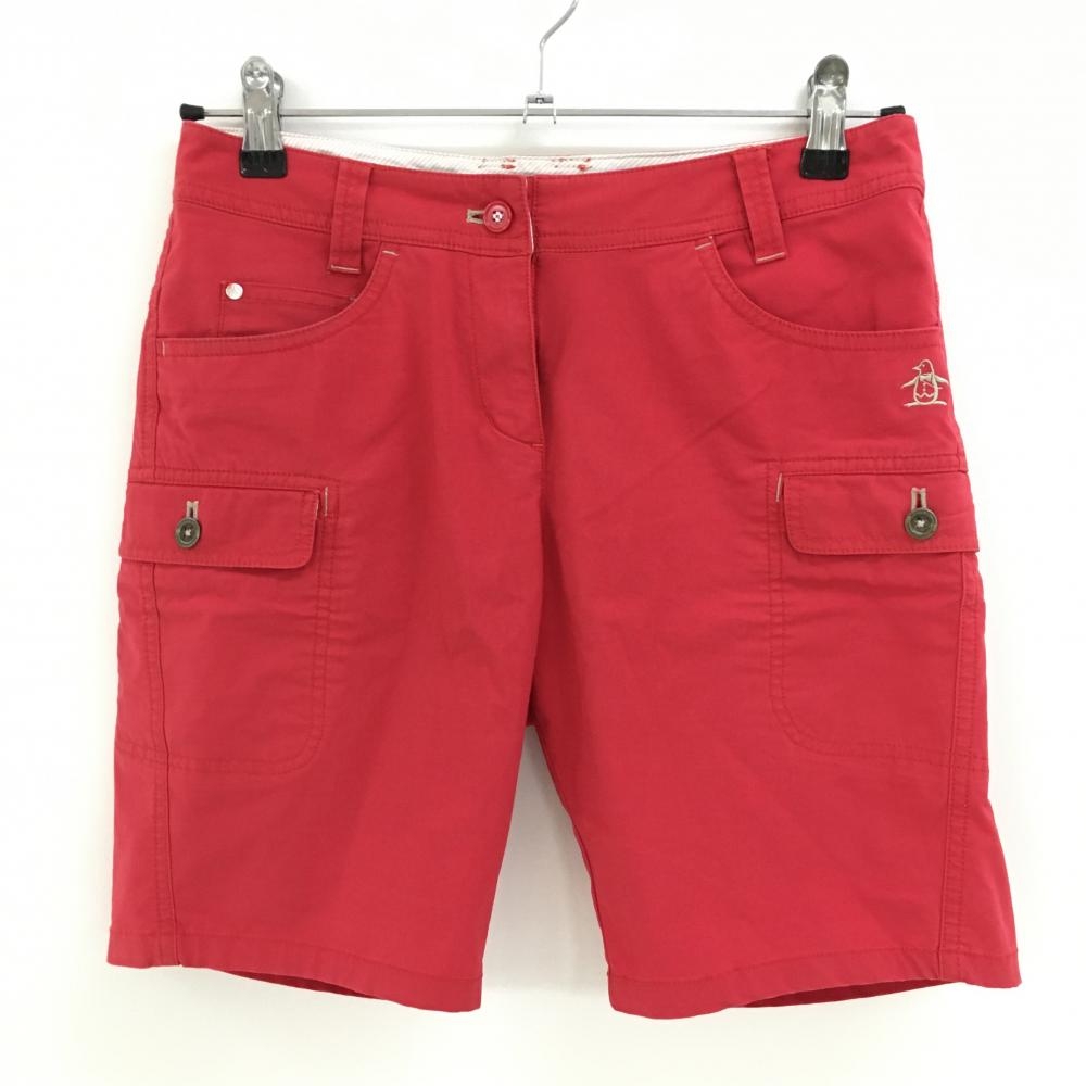 マンシングウェア ショートパンツ レッド 複数ポケット レディース 9 ゴルフウェア Munsingwear