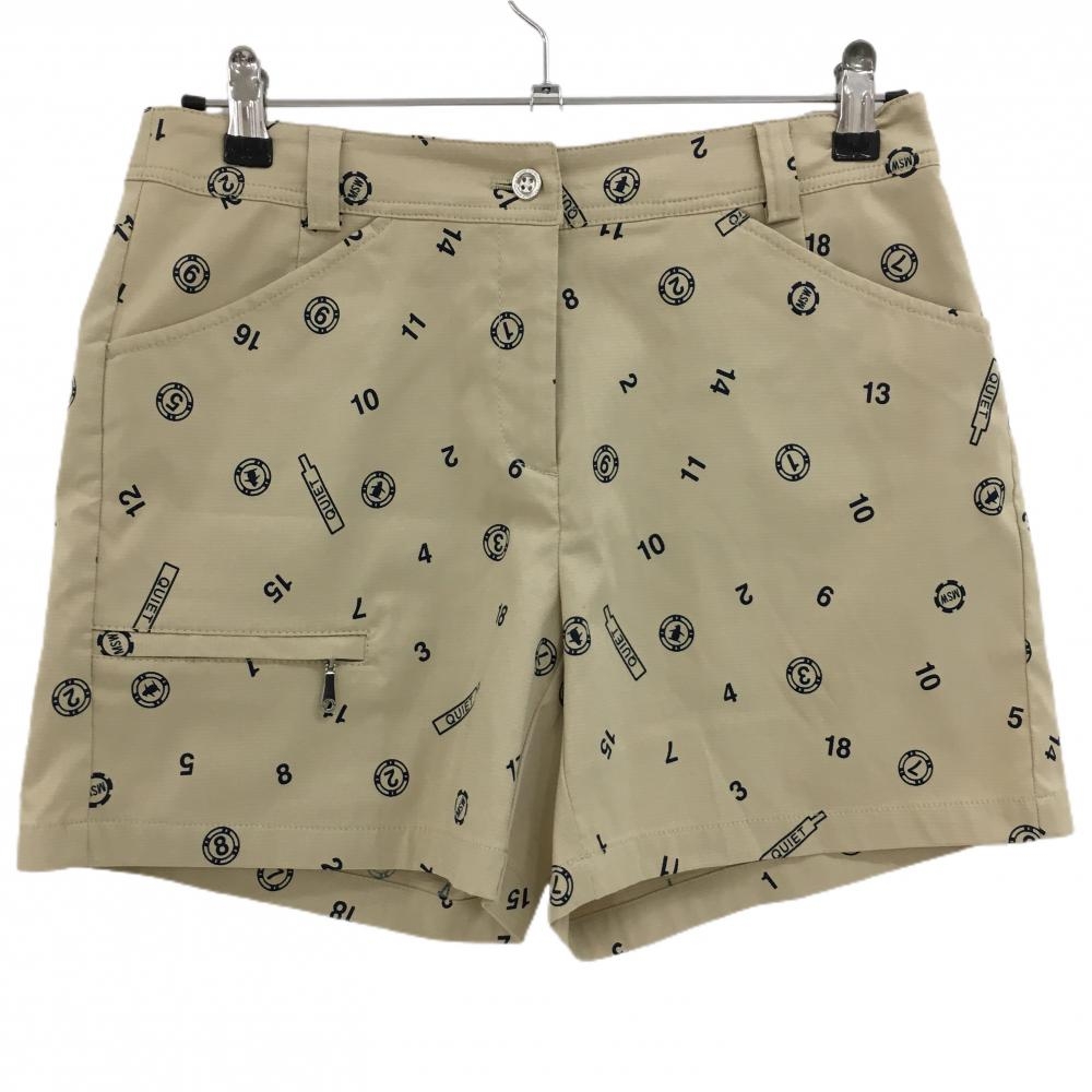 【超美品】マンシングウェア ショートパンツ ベージュ×ネイビー 総柄  レディース 11 ゴルフウェア Munsingwear