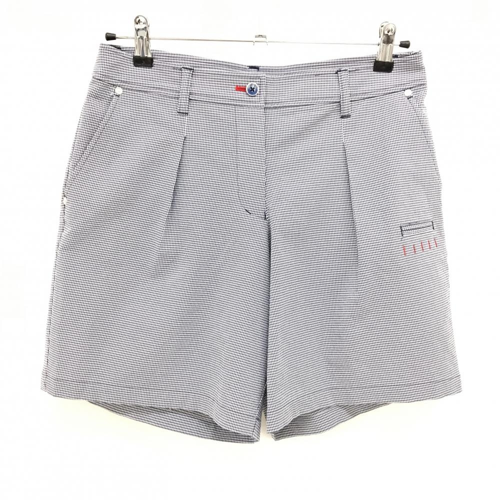 【超美品】マンシングウェア ショートパンツ 白×ネイビー ギンガムチェック ティー装着可  レディース 11 ゴルフウェア Munsingwear