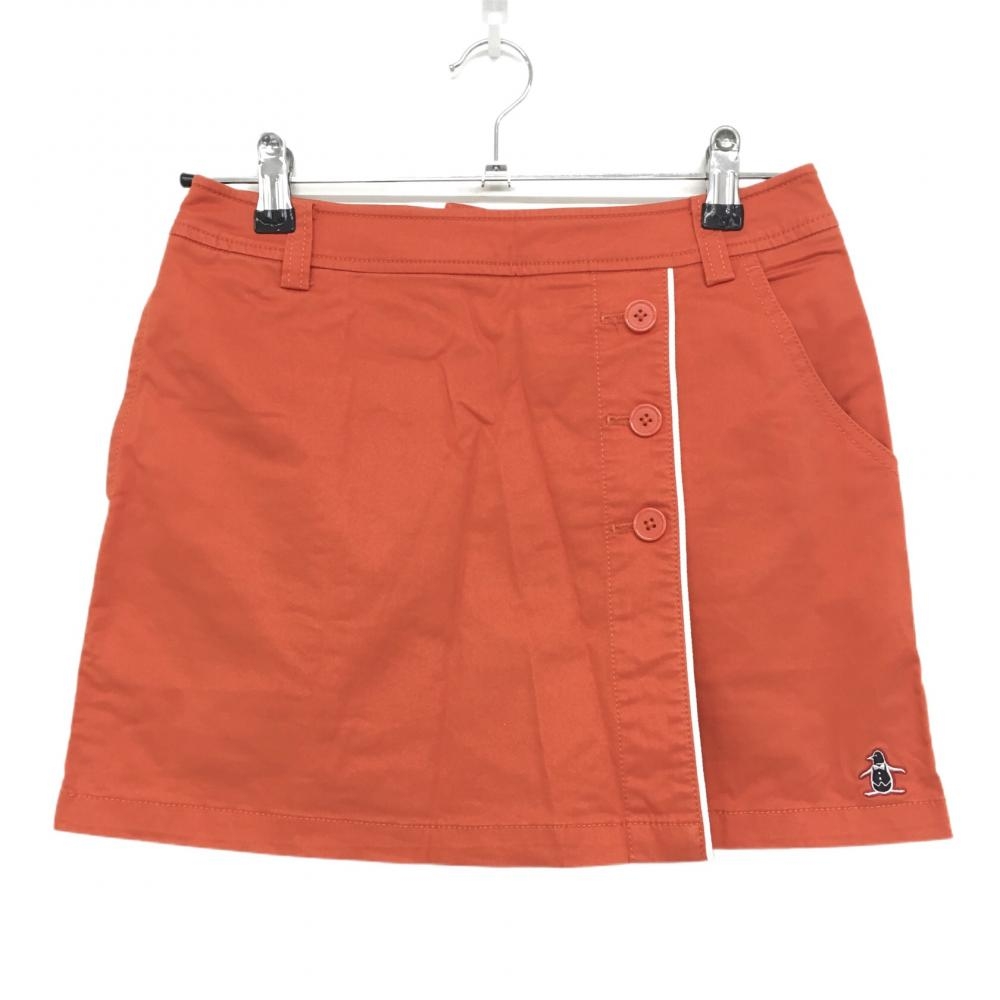 【美品】マンシングウェア スカート オレンジ×白 内側インナーパンツ コットン96％  レディース  ゴルフウェア Munsingwear 画像
