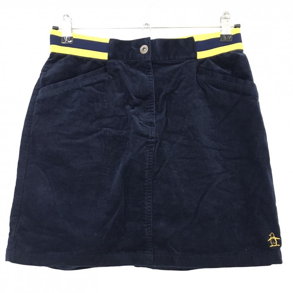 【超美品】マンシングウェア スカート ネイビー×イエロー コーデュロイ ロゴ刺しゅう  レディース M ゴルフウェア Munsingwear