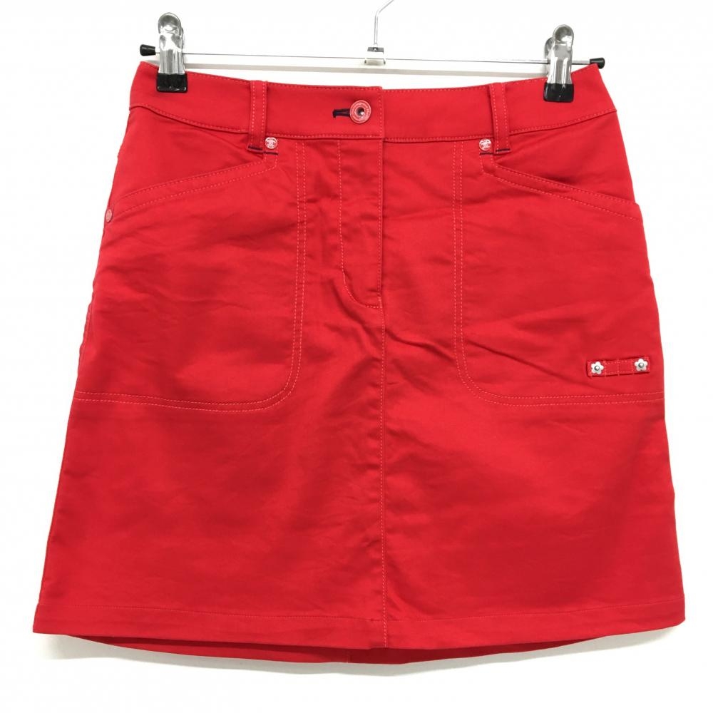 【超美品】マンシングウェア スカート　レッド ロゴネイビー ストレッチ  レディース 9 ゴルフウェア Munsingwear
