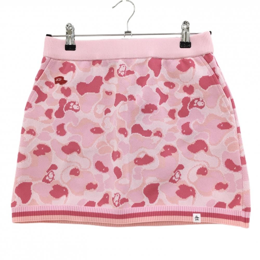 【美品】マンシングウェア ニットスカート ピンク カモフラ 迷彩 レディース M ゴルフウェア 2023年モデル Munsingwear