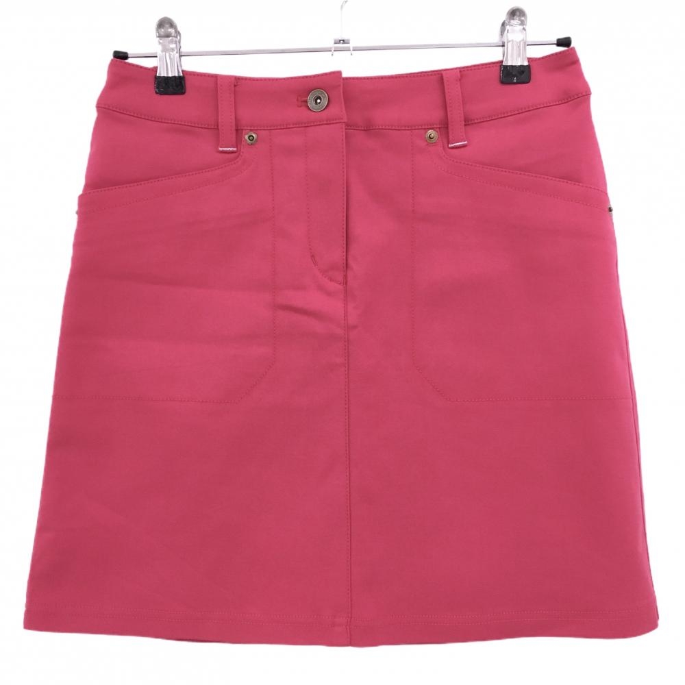 【超美品】マンシングウェア スカート ピンク×白 ロゴ刺しゅう ストレッチ レディース 9 ゴルフウェア Munsingwear