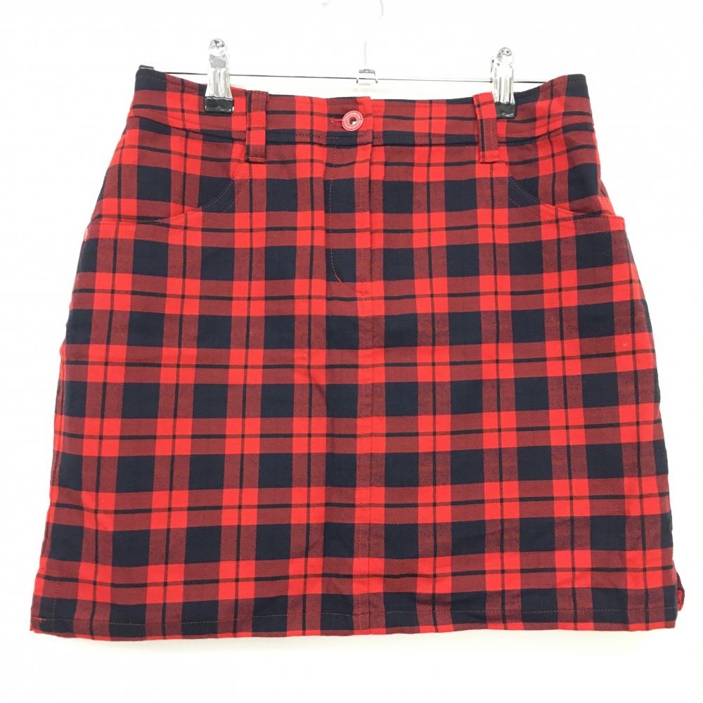 【超美品】マンシングウェア スカート レッド×黒 チェック  レディース 9 ゴルフウェア Munsingwear