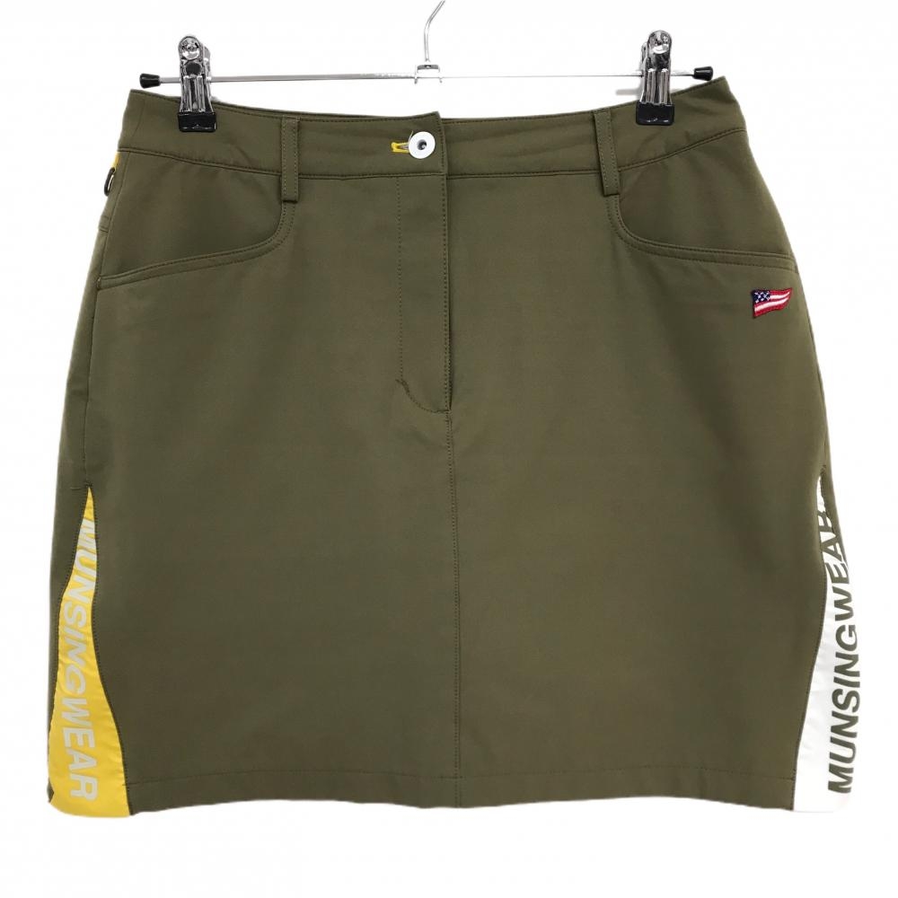 【超美品】マンシングウェア スカート カーキ×イエロー×白  レディース 11 ゴルフウェア Munsingwear