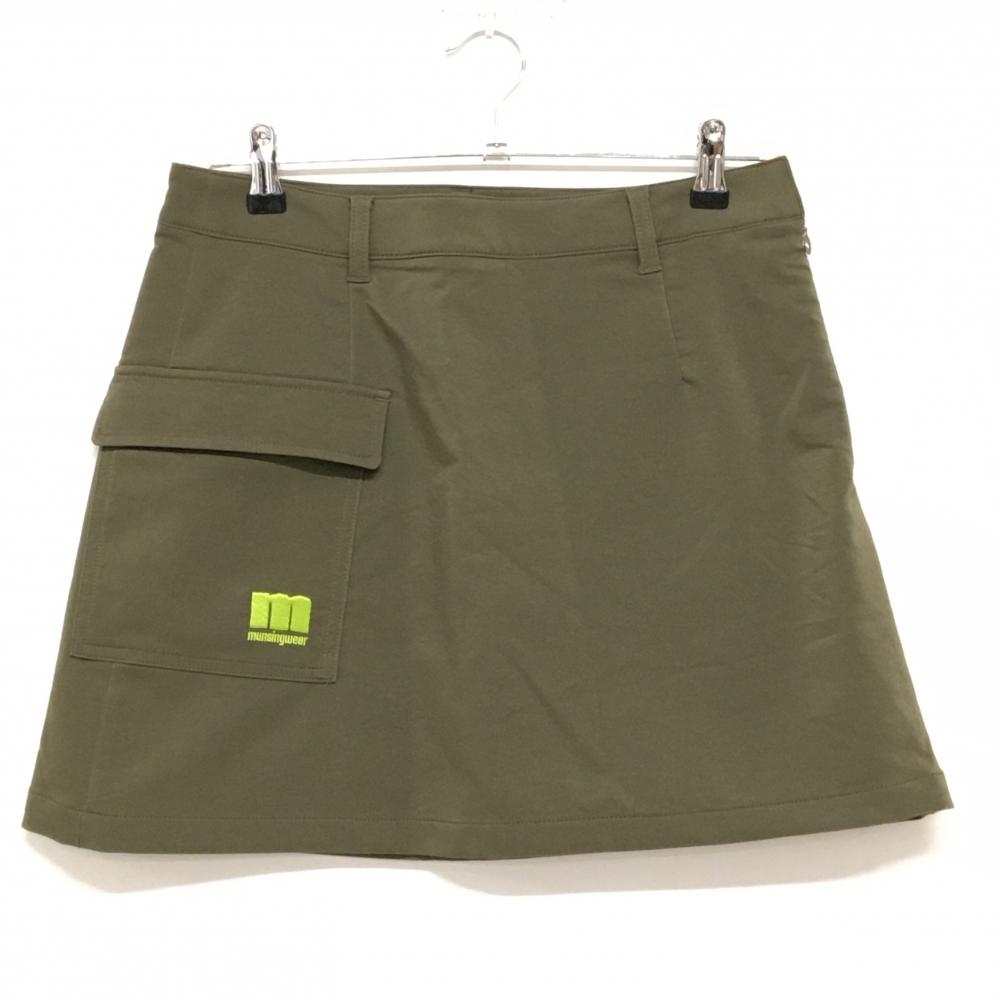 【超美品】マンシングウェア スカート カーキ 前ポケット シンプル 裏地付き レディース 13 ゴルフウェア Munsingwear