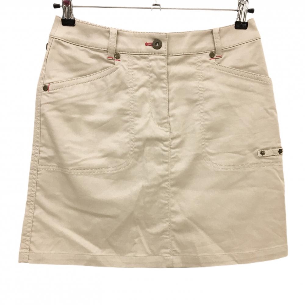 【超美品】マンシングウェア スカート ベージュ×ピンク ストレッチ ティー装着可  レディース 9 ゴルフウェア Munsingwear
