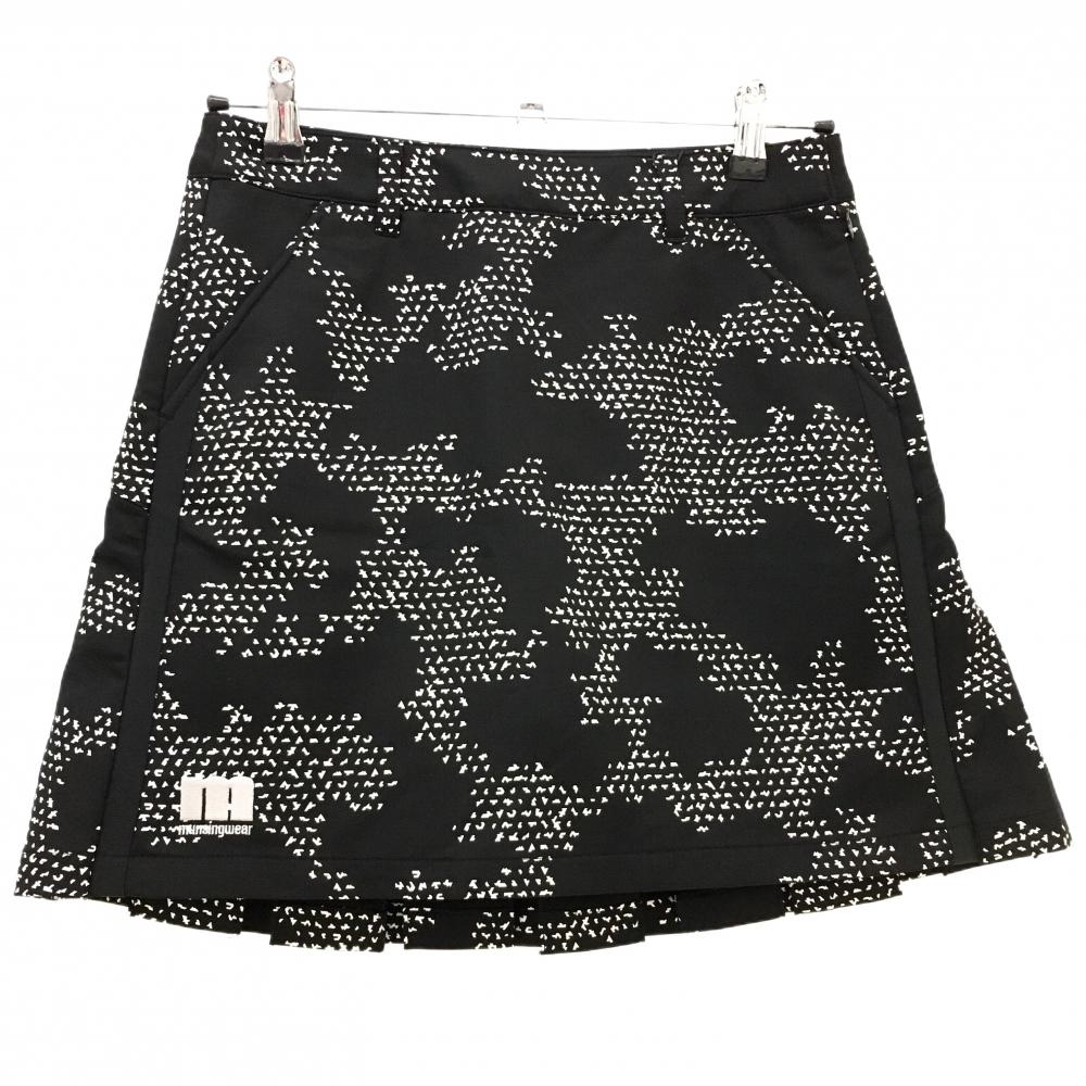 【新品】マンシングウェア スカート 黒×白 総柄 内側パンツ レディース 9 ゴルフウェア Munsingwear