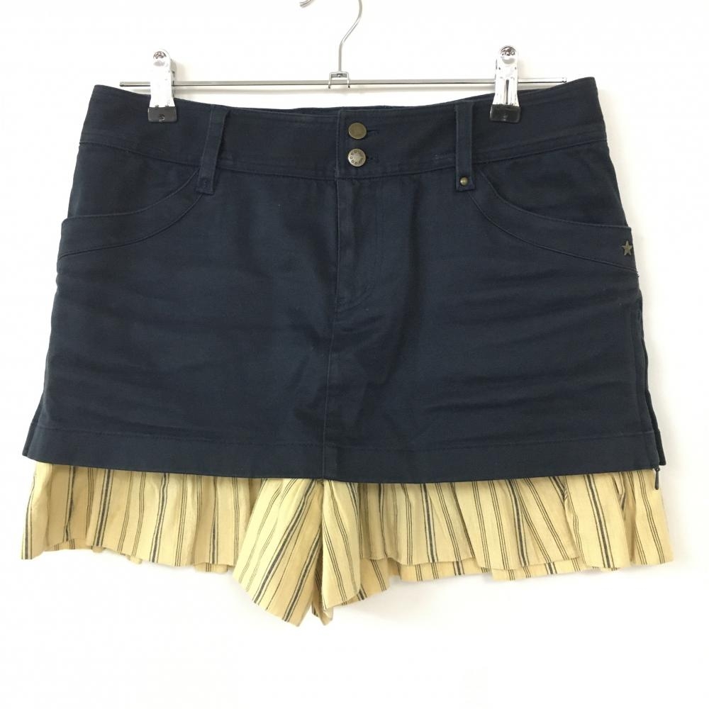 マンシングウェア キュロットスカート ネイビー×ベージュ レイヤード コットン ストレッチ  レディース 3 ゴルフウェア Munsingwear