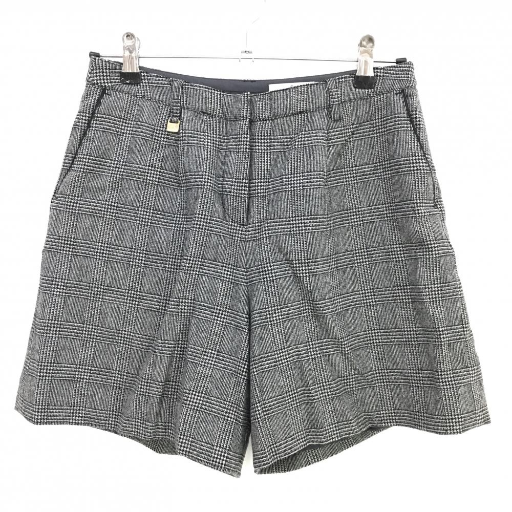 【美品】マンシングウェア キュロットスカート グレー×黒 チェック柄 ウール混 レディース 9 ゴルフウェア Munsingwear
