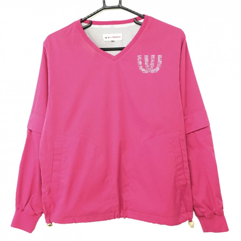 MUスポーツ 2WAYスニード ピンク 裏地メッシュ 袖着脱可 ブルゾン レディース 40(M) ゴルフウェア M・U SPORTS