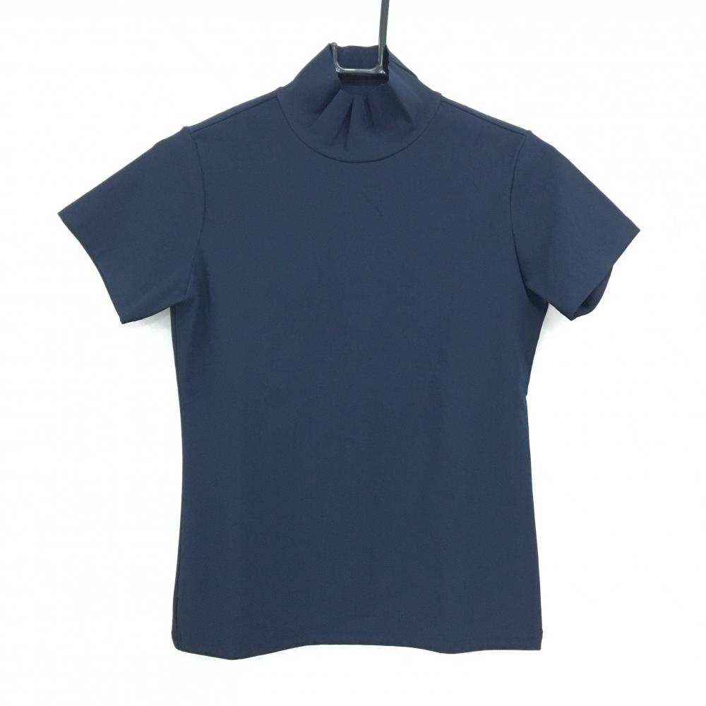 【超美品】ノイジーノイジー 半袖ハイネックシャツ ネイビー バックプリント サクランボ  レディース 38(S) ゴルフウェア M・U SPORTS