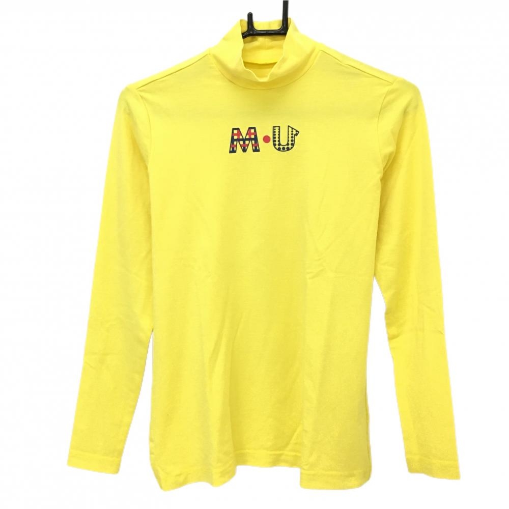 MUスポーツ 長袖ハイネックシャツ イエロー 胸ロゴプリント  レディース 40(M) ゴルフウェア M・U SPORTS