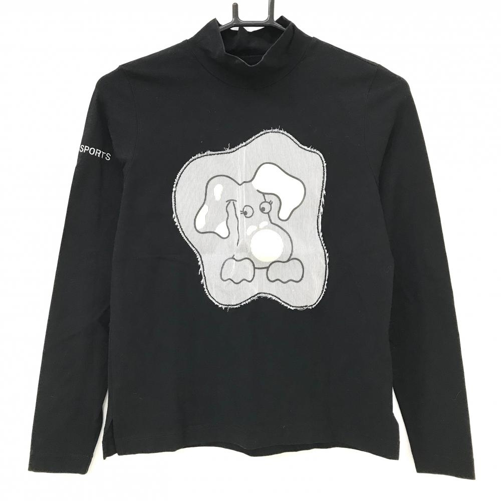 ミエコウエサコ 長袖ハイネックシャツ 黒 フロントワッペン MUスポーツ  レディース 38(S) ゴルフウェア M・U SPORTS