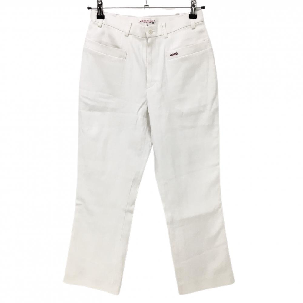 MUスポーツ パンツ 白 シンプル ドッグプリント  レディース 40(M) ゴルフウェア M・U SPORTS