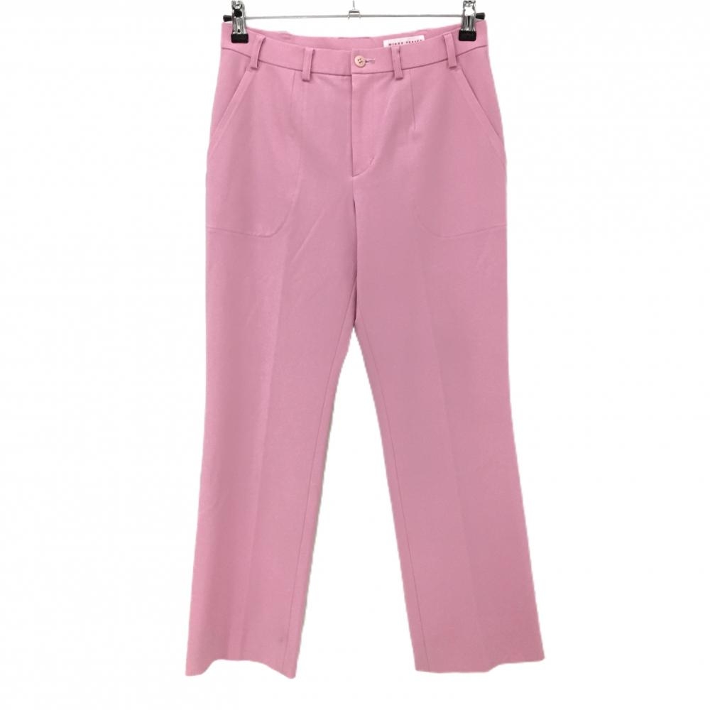 MUスポーツ パンツ ピンク シンプル ヒップポケットてんとう虫プリント レディース 40(M) ゴルフウェア M・U SPORTS