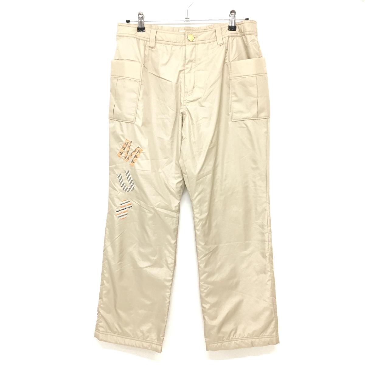 【美品】MUスポーツ パンツ ベージュ系 裏地付き ポリエステル100％ シャカシャカ  レディース 46(XXL) ゴルフウェア M・U SPORTS
