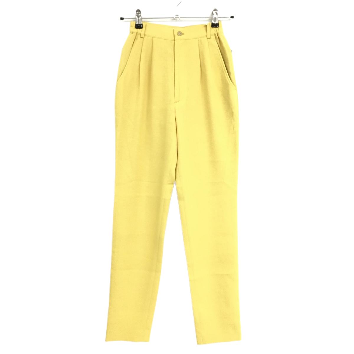 【新品】MUスポーツ パンツ イエロー系 ストレッチ ウエスト一部ゴム ヒップロゴ  レディース 38(S) ゴルフウェア M・U SPORTS