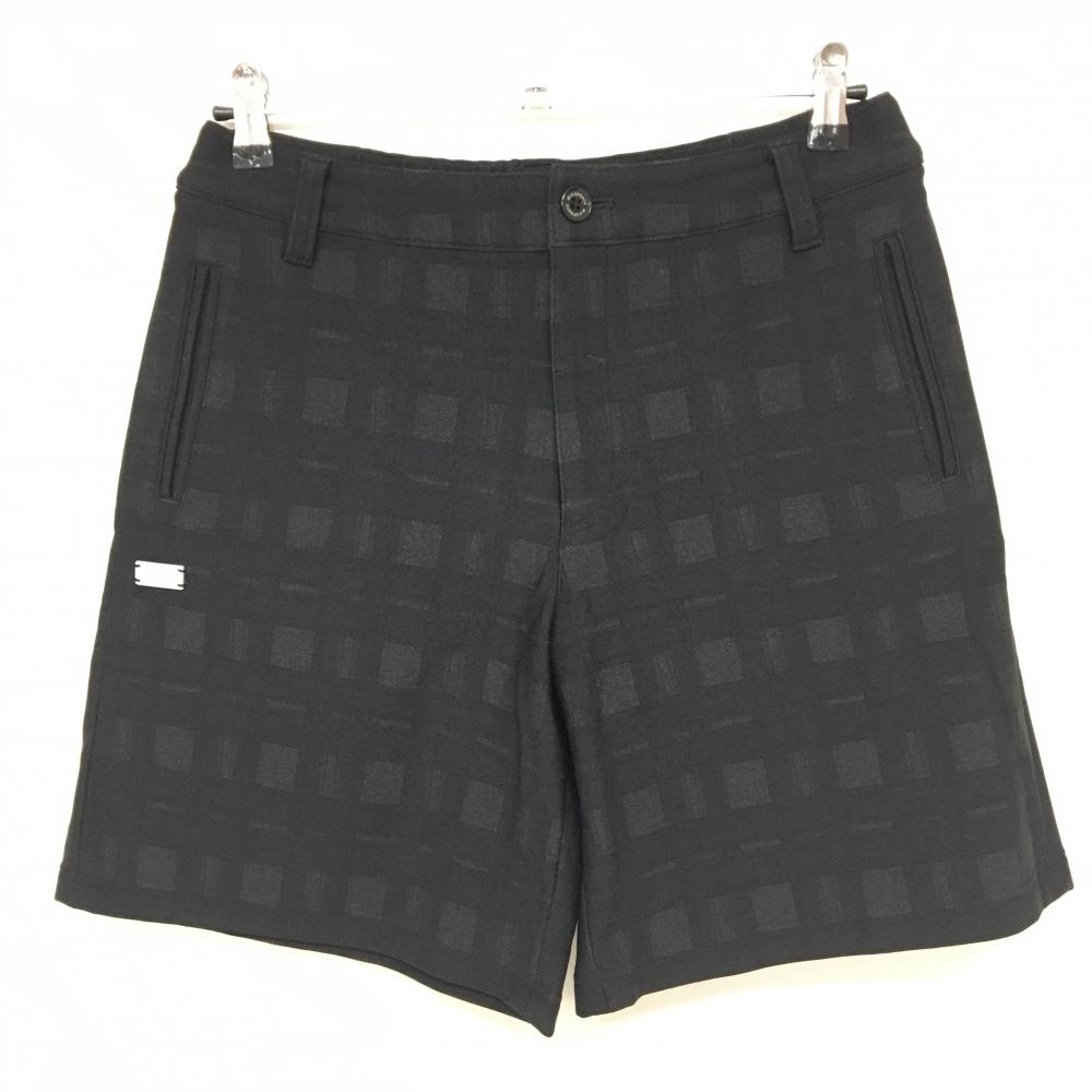 MUスポーツ ショートパンツ 黒×グレー系 チェック 裏微起毛 ストレッチ レディース 44(XXL) ゴルフウェア M・U SPORTS