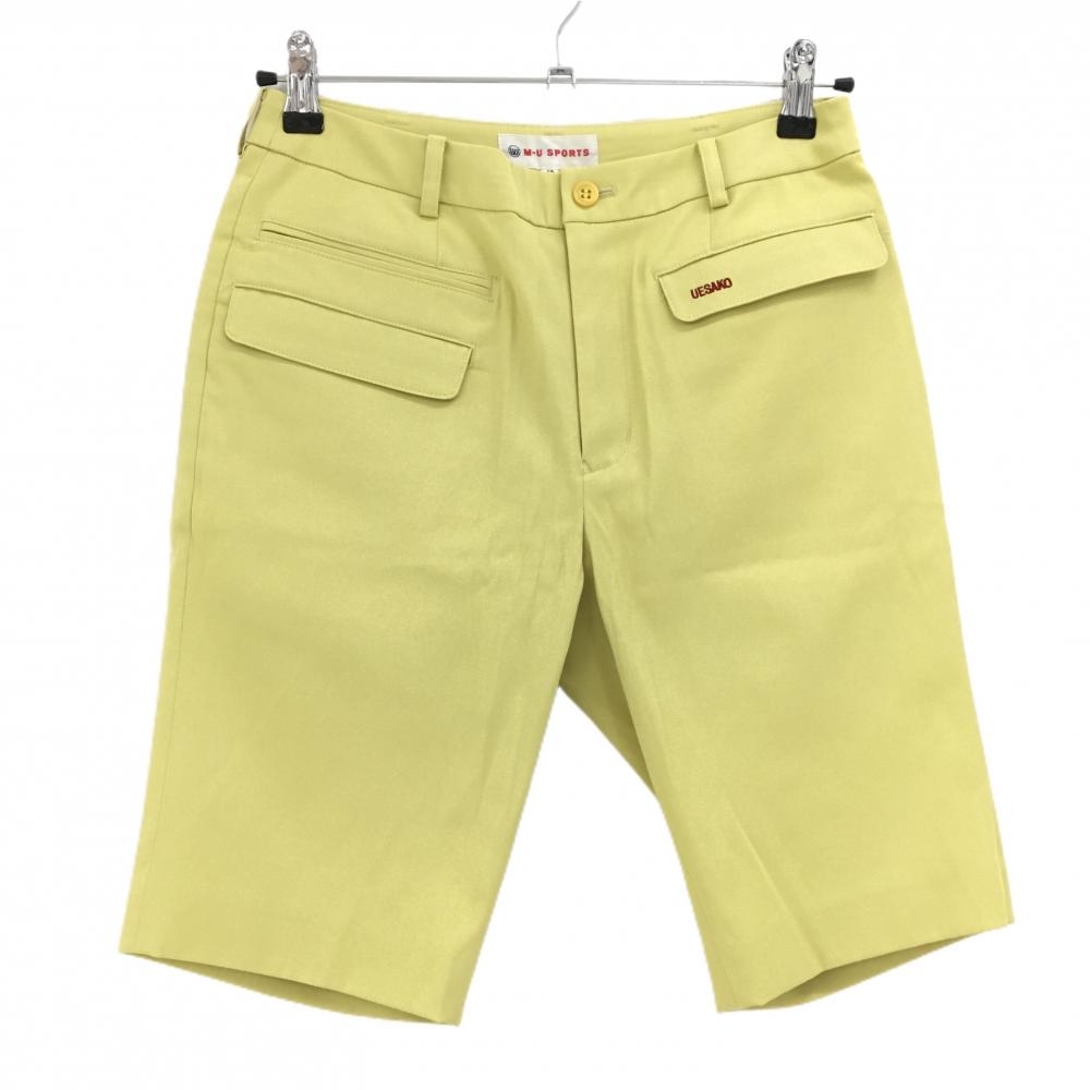 【超美品】MUスポーツ ハーフパンツ イエロー ポーチ着脱可 ストレッチ レディース 40(M) ゴルフウェア M・U SPORTS