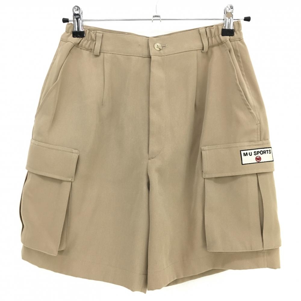 【美品】MUスポーツ カーゴショートパンツ ライトブラウン サイド一部ゴム レディース 40(M) ゴルフウェア M・U SPORTS