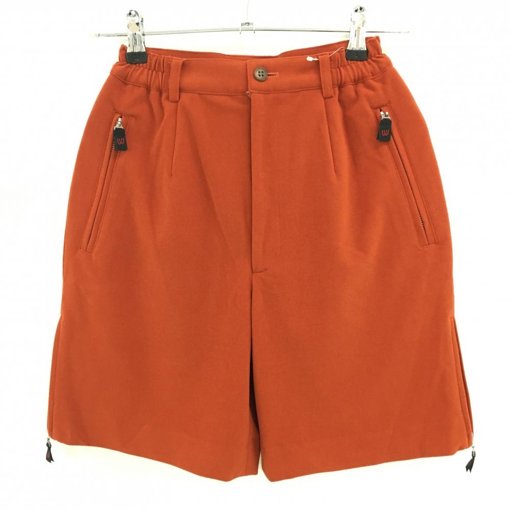 【新品】MUスポーツ ショートパンツ ダークオレンジ ストレッチ 微起毛 ウエスト一部ゴム  レディース 38(S) ゴルフウェア M・U SPORTS