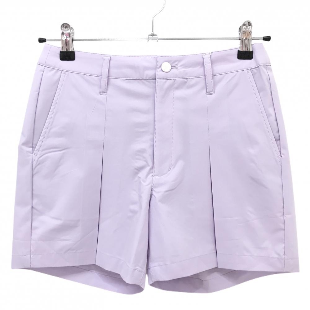 【新品】MUスポーツ ショートパンツ ライトパープル プリーツ調 ボーンワッペン ストレッチ  レディース 40(M) ゴルフウェア M・U SPORTS