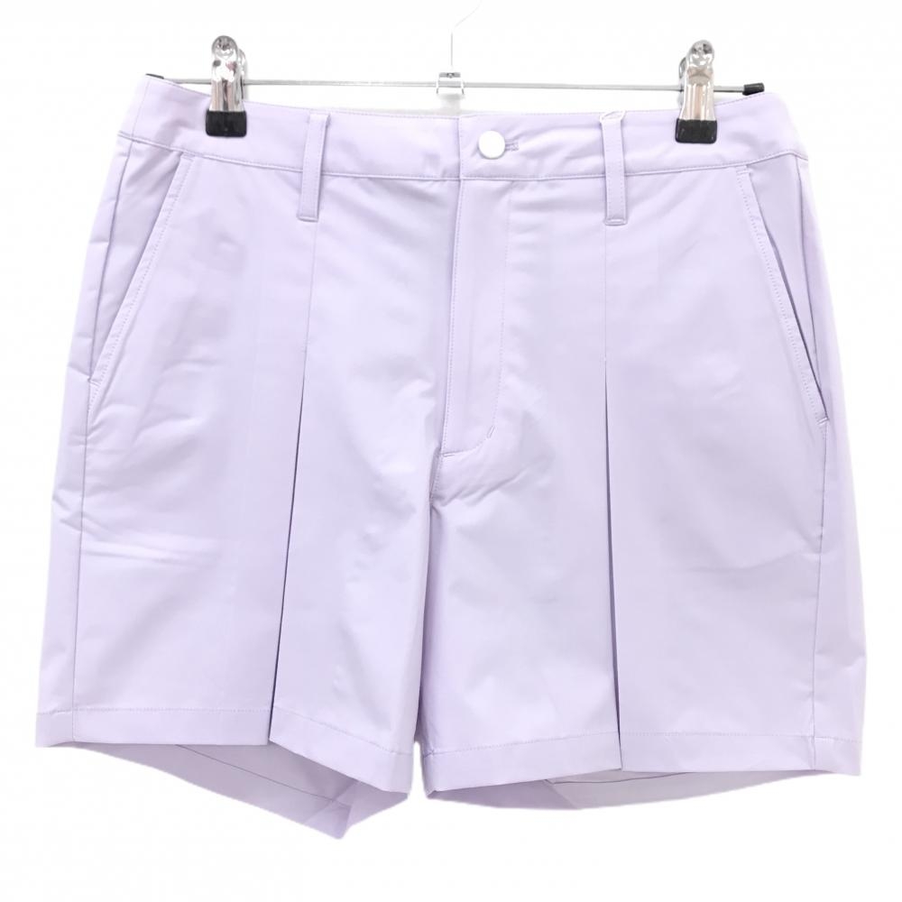 【新品】MUスポーツ ショートパンツ ライトパープル プリーツ調 ボーンワッペン ストレッチ  レディース 44(XL) ゴルフウェア M・U SPORTS