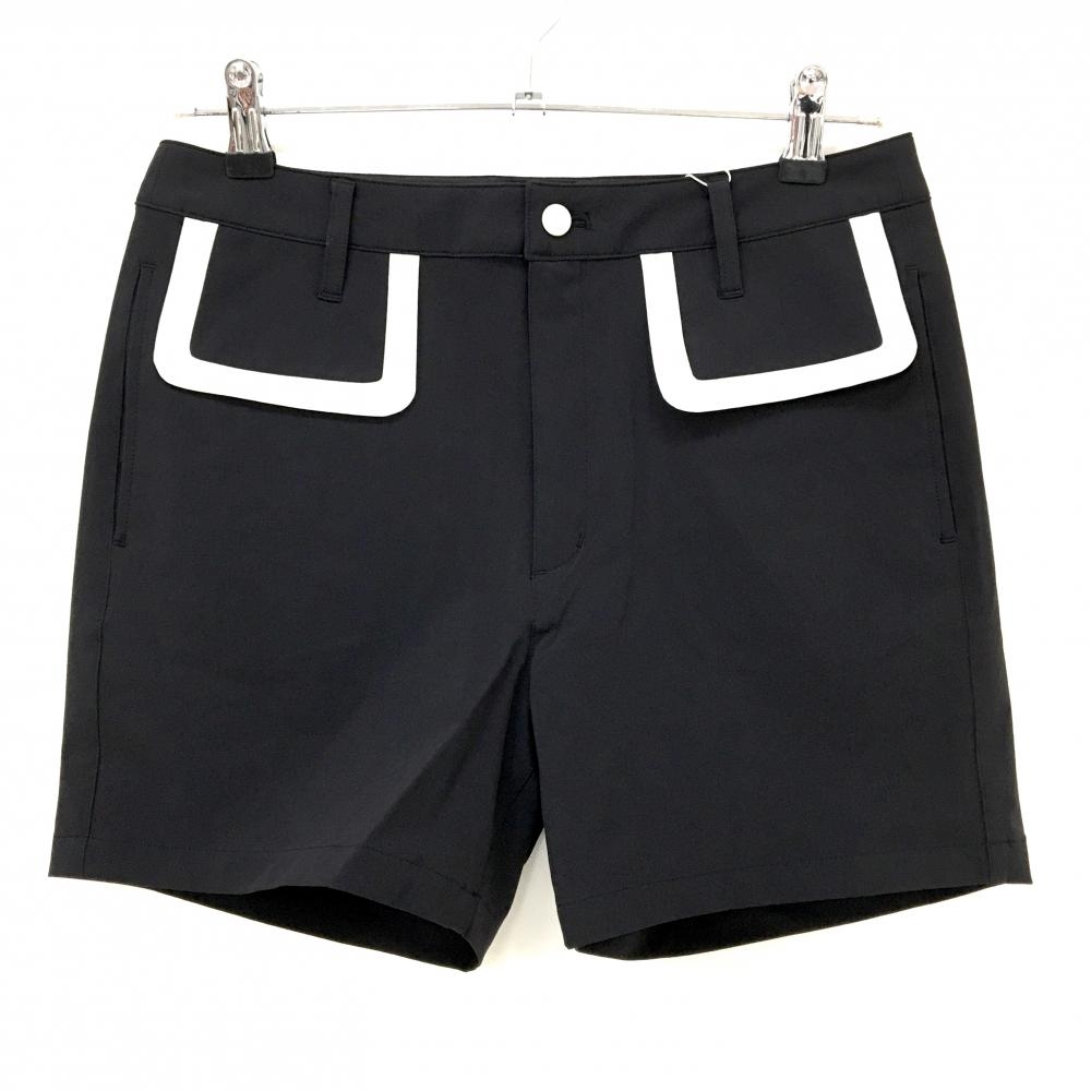 【新品】MUスポーツ ショートパンツ 黒×白 ボーンワッペン ストレッチ 冷感 撥水 レディース 44(XL) ゴルフウェア M・U SPORTS
