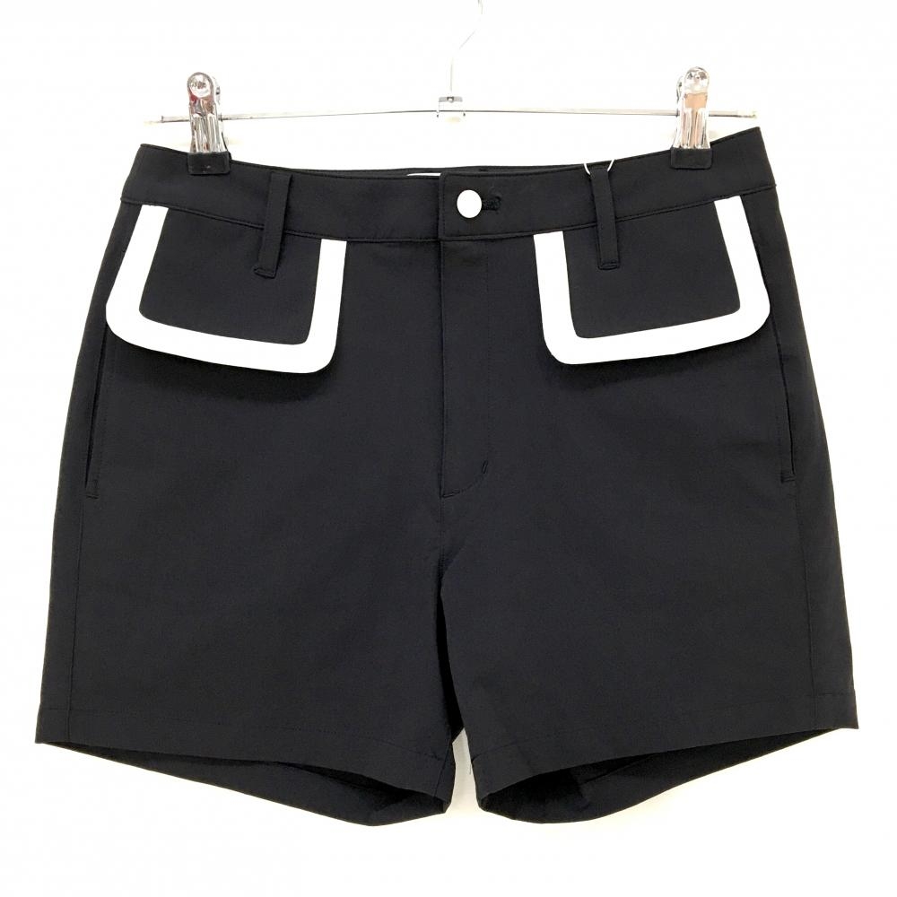 【新品】MUスポーツ ショートパンツ 黒×白 ボーンワッペン ストレッチ 冷感 撥水 レディース 40(M) ゴルフウェア M・U SPORTS