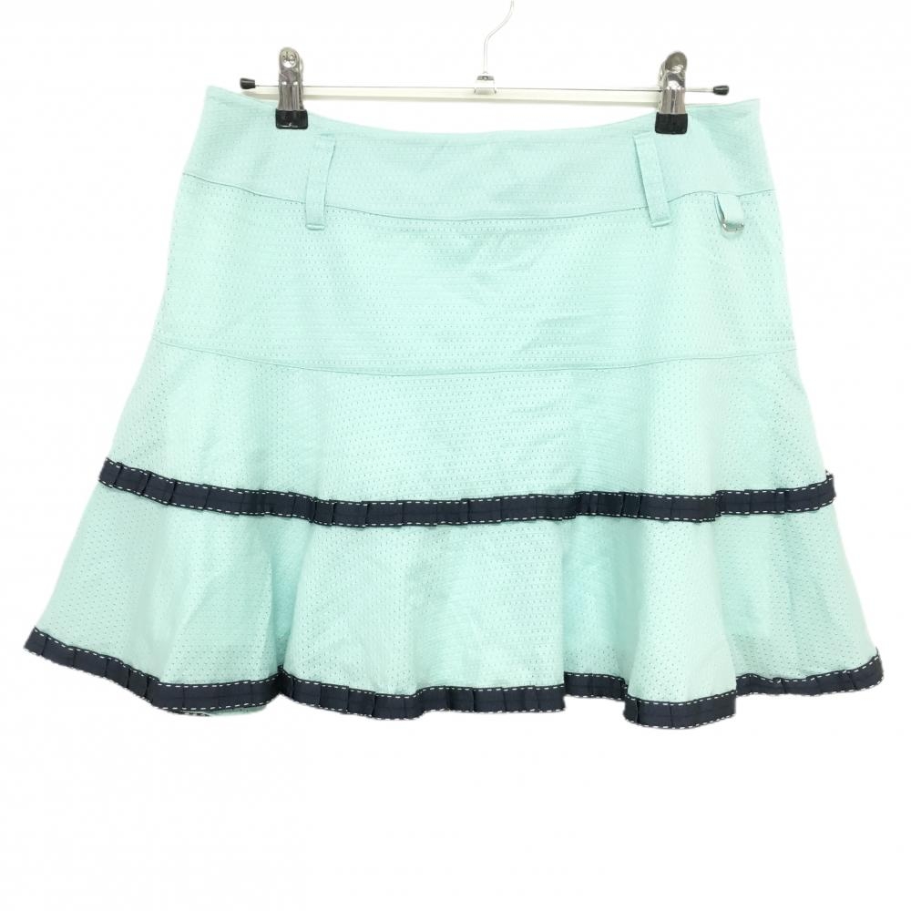 【超美品】MUスポーツ スカート ライトブルー×ネイビー メッシュ 内側インナーパンツ  レディース 42(L) ゴルフウェア M・U SPORTS