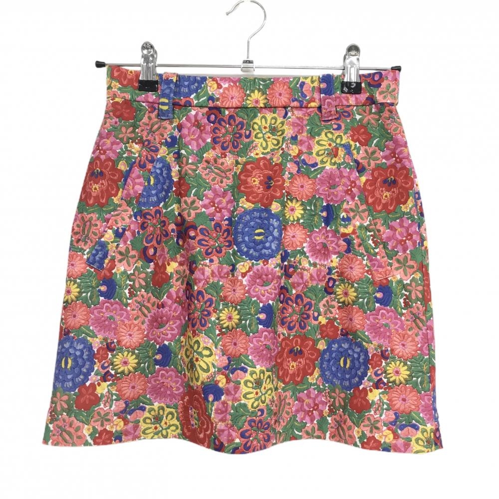 【超美品】ノイジーノイジー ストレッチスカート マルチカラー 花柄 後ろサクランボ レディース 38(S) ゴルフウェア M・U SPORTS