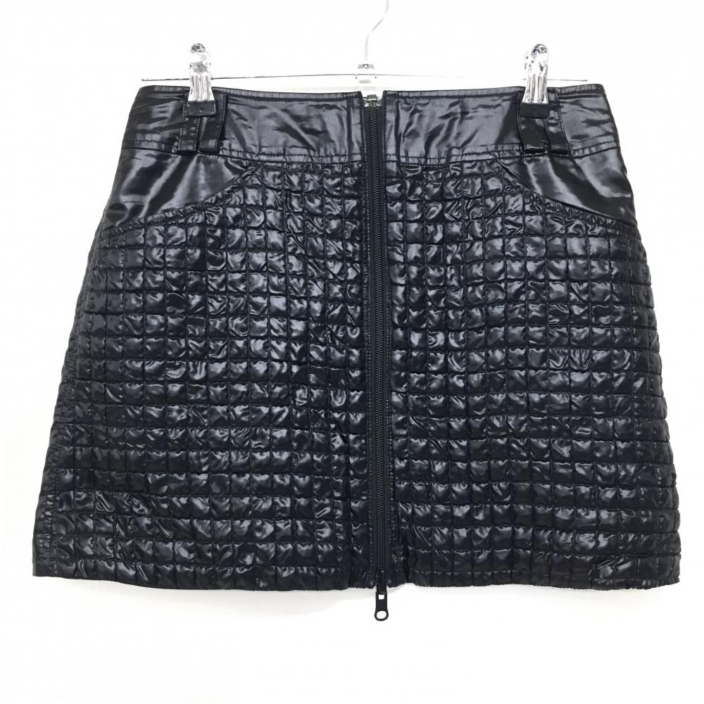 【美品】MUスポーツ リバーシブルスカート 黒 表凹凸生地 フロントジップ レディース 0(S) ゴルフウェア M・U SPORTS