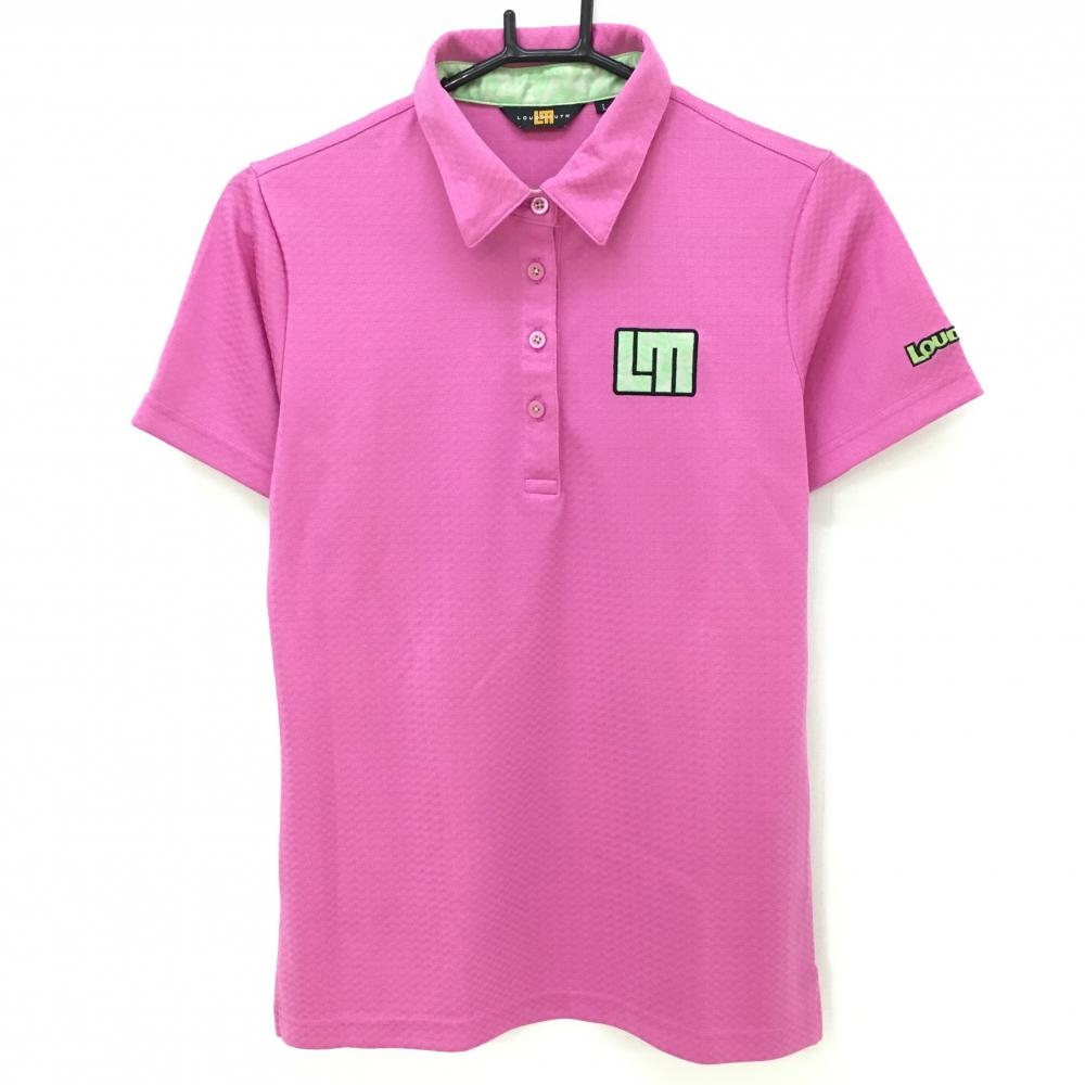 【超美品】ラウドマウス 半袖ポロシャツ ピンク ブロックチェック織生地 レディース L ゴルフウェア LOUDMOUTH