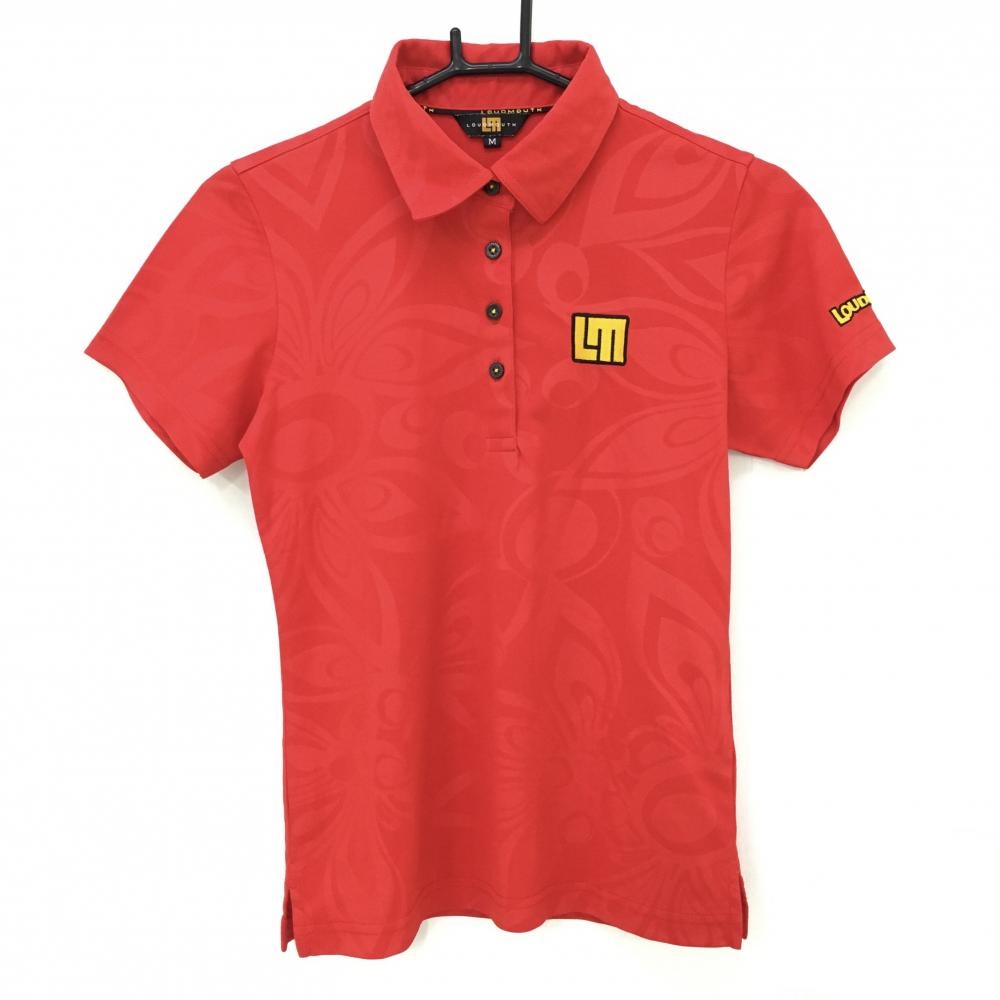 【超美品】ラウドマウス 半袖ポロシャツ レッド シャガデリック柄地模様 レディース M ゴルフウェア LOUDMOUTH