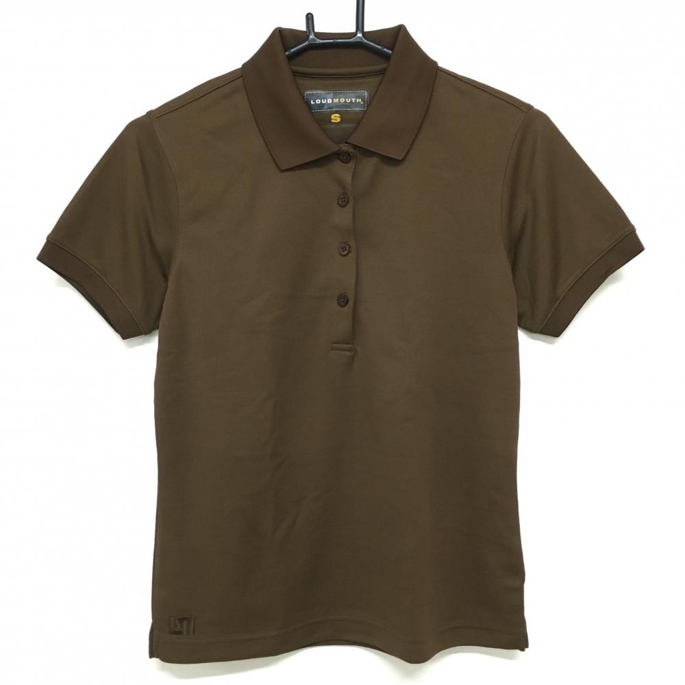 【超美品】ラウドマウス 半袖ポロシャツ ブラウン 無地 ロゴ刺しゅう レディース S ゴルフウェア LOUDMOUTH