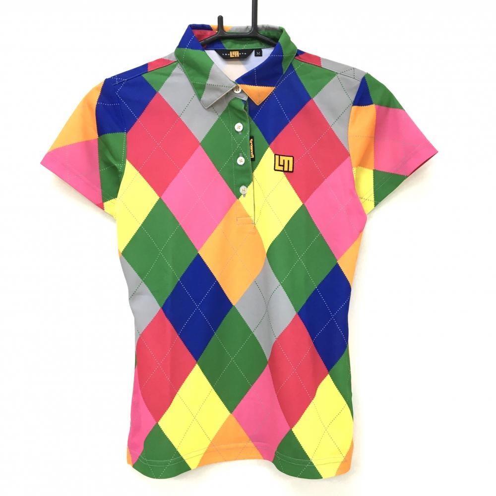 【超美品】ラウドマウス 半袖ポロシャツ マルチカラー アーガイル柄 レディース M ゴルフウェア LOUDMOUTH
