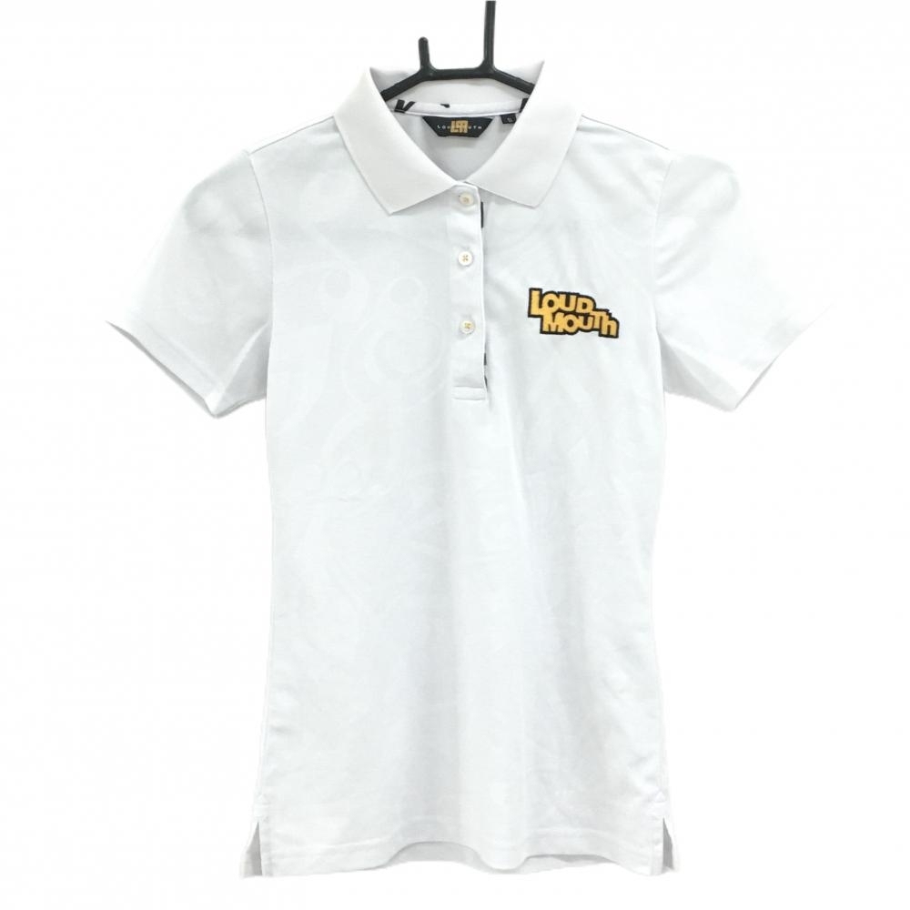 ラウドマウス 半袖ポロシャツ 白 地模様 シャガデリック レディース S ゴルフウェア LOUDMOUTH