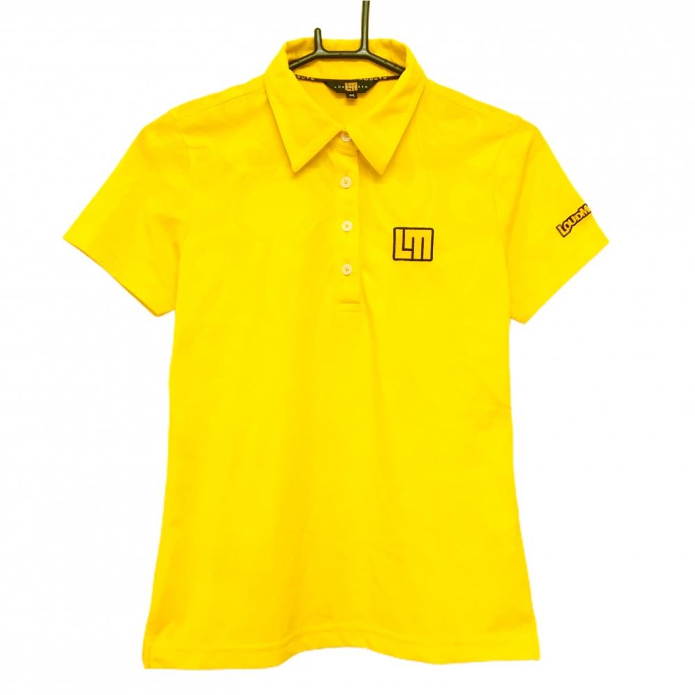 【超美品】ラウドマウス 半袖ポロシャツ イエロー系 総柄地模様 シャガデリック レディース M ゴルフウェア LOUDMOUTH