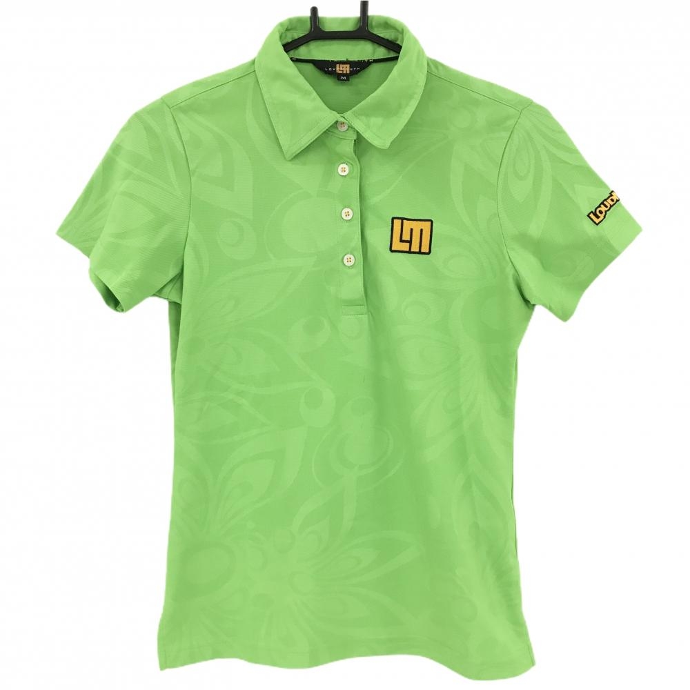 【美品】ラウドマウス 半袖ポロシャツ ライトグリーン 総柄地模様 シャガデリック  レディース M ゴルフウェア LOUDMOUTH