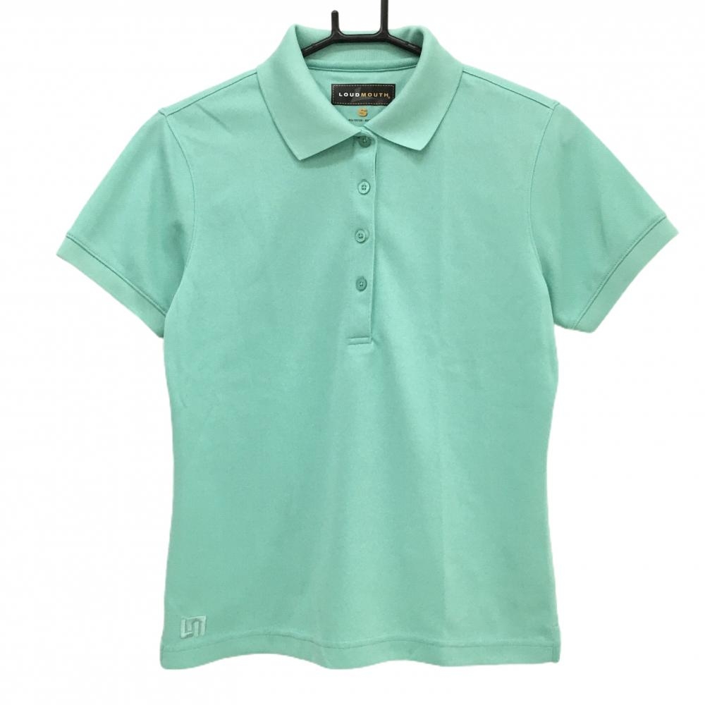 【美品】ラウドマウス 半袖ポロシャツ ライトグリーン 無地 レディース S ゴルフウェア LOUDMOUTH