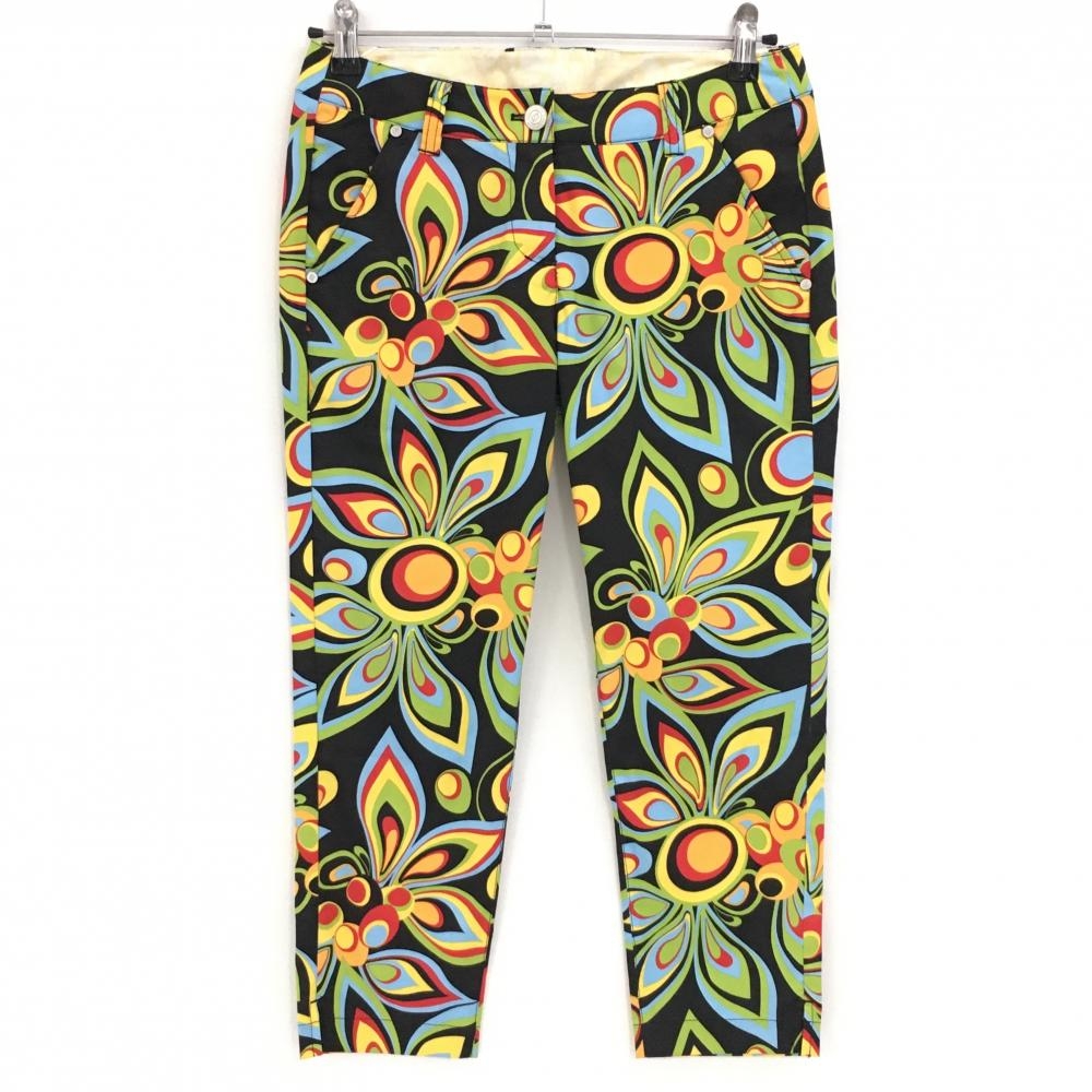 ラウドマウス 七分丈パンツ 黒×マルチカラー シャガデリックブラック 花柄  レディース M ゴルフウェア LOUDMOUTH