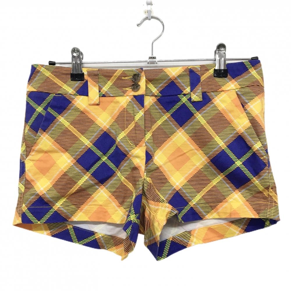 ラウドマウス ショートパンツ オレンジ×ブルー チェック  レディース US-4 ゴルフウェア LOUDMOUTH