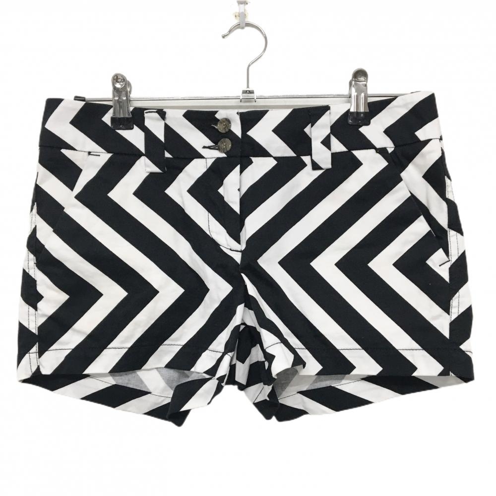 【美品】ラウドマウス ショートパンツ 白×黒 斜めストライプ風  レディース US-4 ゴルフウェア LOUDMOUTH