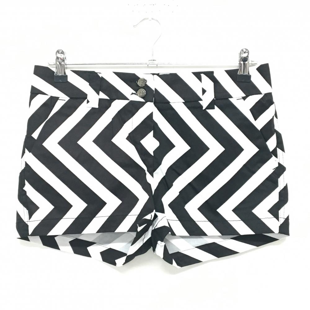 【新品】ラウドマウス ショートパンツ 黒×白 総柄 レディース US-4(XL) ゴルフウェア LOUDMOUTH