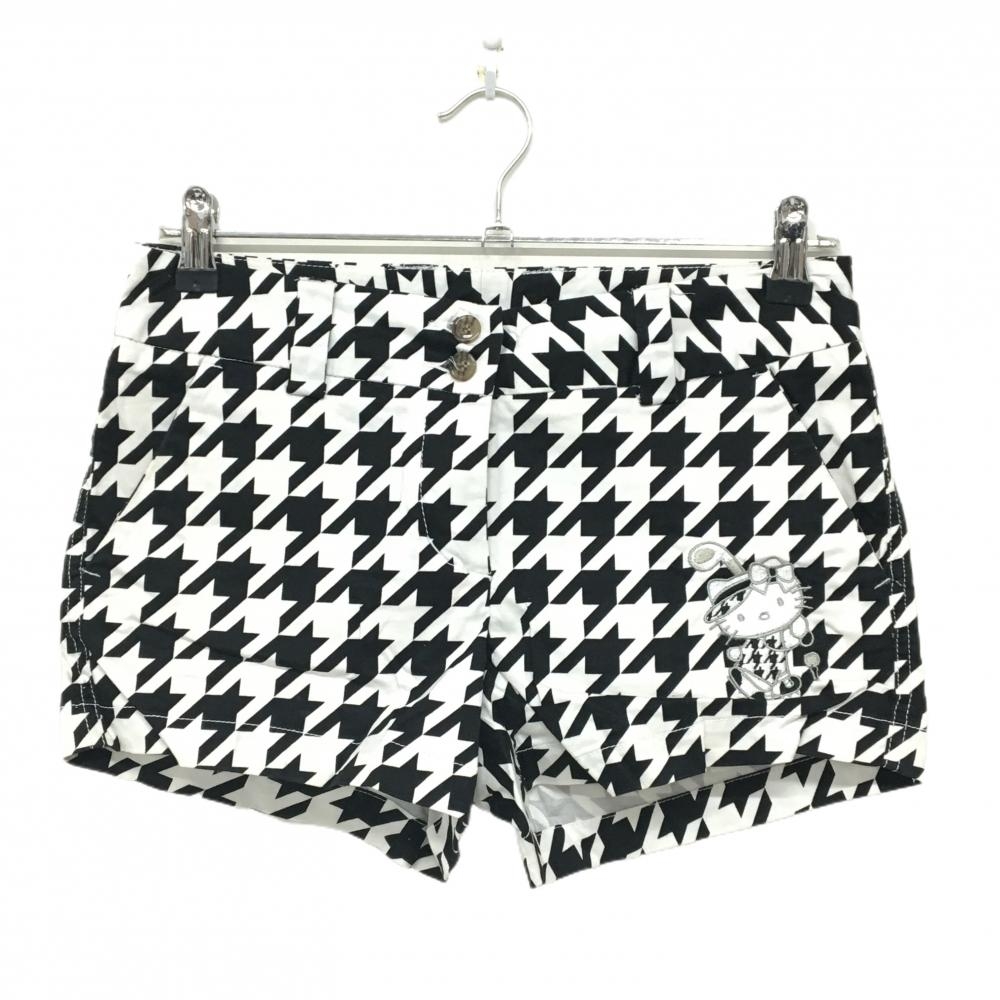 ラウドマウス×ハローキティ ショートパンツ 黒×白 オークモントハウンドトゥース 千鳥格子  レディース US-2 ゴルフウェア LOUDMOUTH