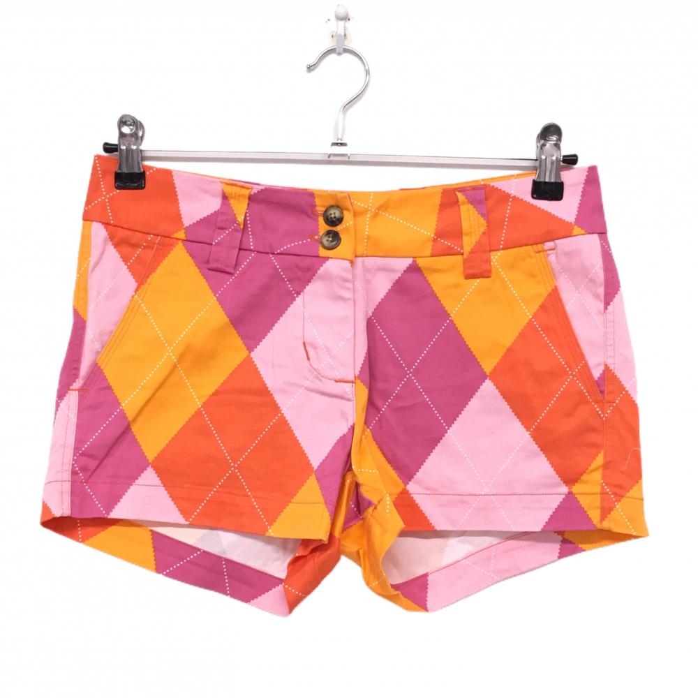 【美品】ラウドマウス ショートパンツ ピンク×オレンジ ラズベリーシャーベット 総柄  レディース US-2 ゴルフウェア LOUDMOUTH