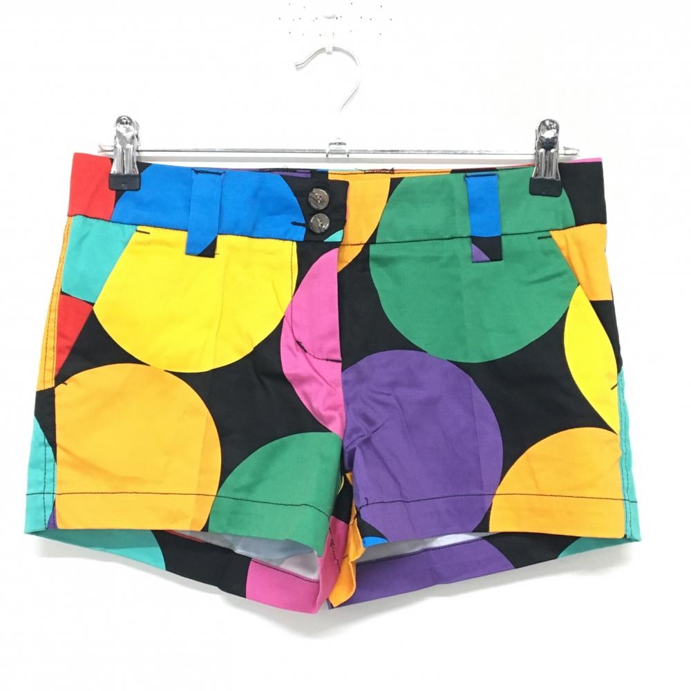 【新品】ラウドマウス ショートパンツ 黒×マルチカラー ディスコボールズブラック 総柄　 レディース US-4 ゴルフウェア LOUDMOUTH