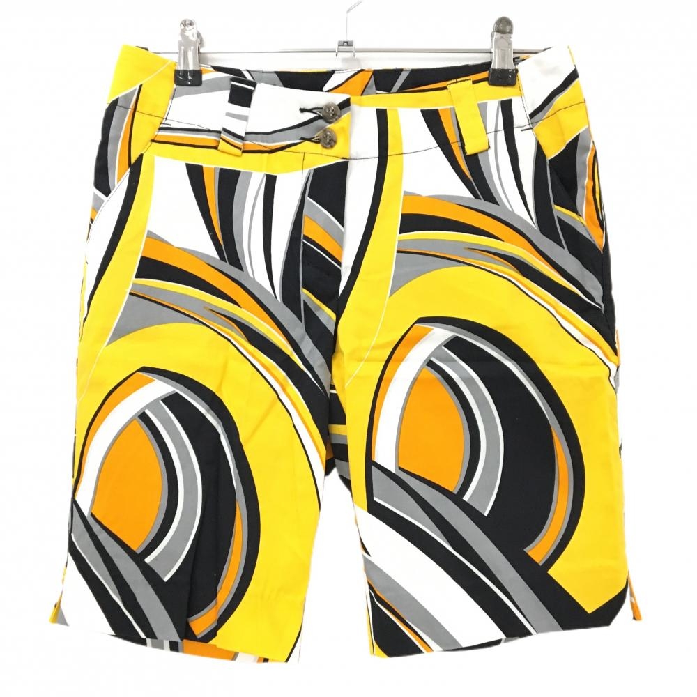 【新品】ラウドマウス ハーフパンツ イエロー×黒 総柄 レディース US4 ゴルフウェア LOUDMOUTH